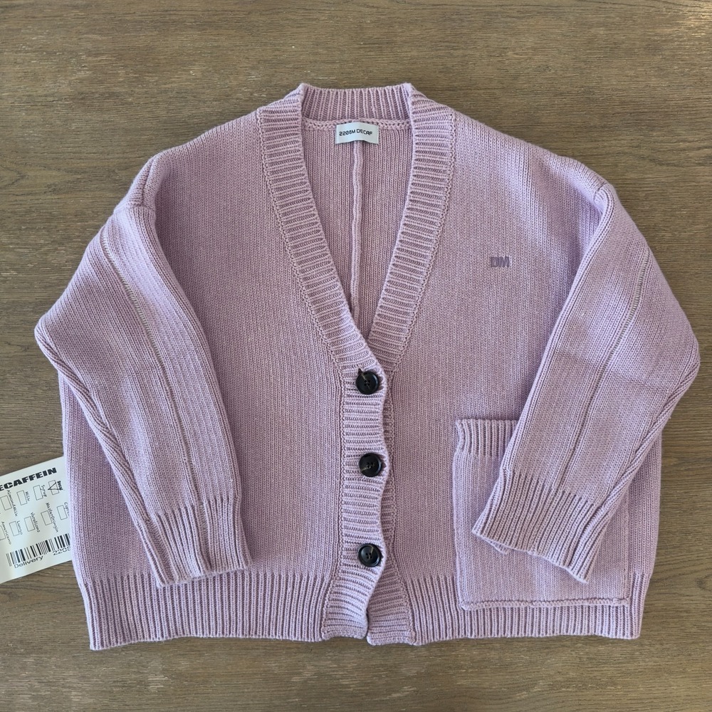 2208M Decaf Lilac Oversized Chunky Knit Boxy Wool Cardigan-Made in Italy-Sz Sml